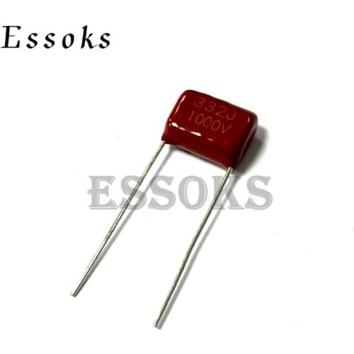 10PCS 1000V332J 0.0033UF Pitch 10mm 3.3NF 1000V 1KV 332 332J CBB Polypropylene film capacitor