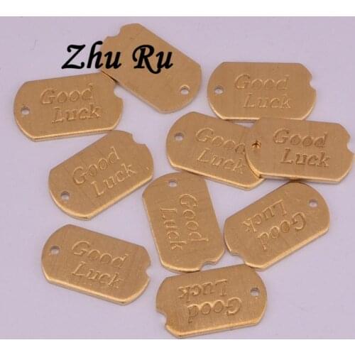 10pcs/lot zhu ru copper 15*9mm Charms English letter tag Good Luck engraving Pendant Charms Charms For Jewelry Making