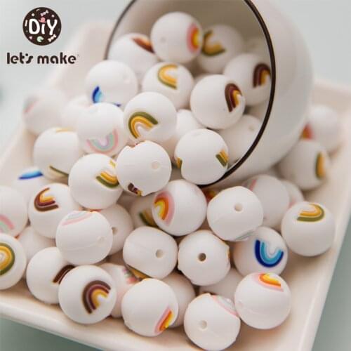 10pcs Rainbow Cloud Silicone Teether Beads BPA Free Baby Teether Rainbow Mini Cloud DIY Pacifier Chain Teething Rodent Baby Prod