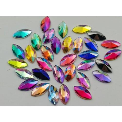 100pcs Colorful Horse Eye Acrylic стразы Rhinestones Flatback Crystal AB Nail Art Rhinestones For DIY Clothes Crafts 5X10mm