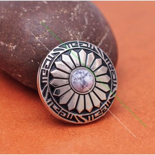 10X Silver Sun Floral White Turquoise Leathercraft Leather Work Hair Accessories Clothes Sewing Shank Button Concho Connector