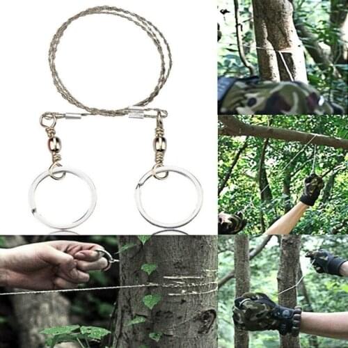 2pcs/set Outdoor Sports Rope Saw Survival Saw Chain Stainless Steel Pocket Wire Saws Survival Tool Hiking
