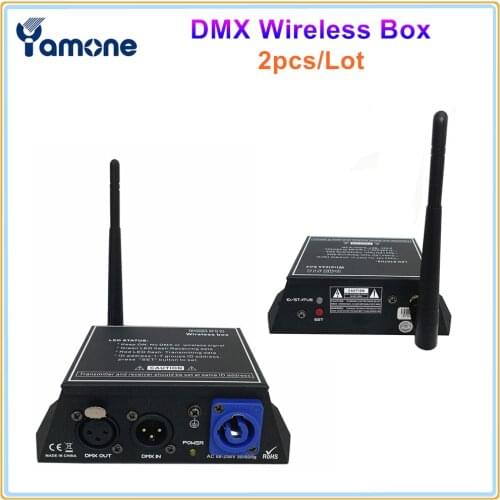 2pcs/Lot Stage Lighting DMX 512 Wireless Controller Box With Powercon Plug Transmitter Receiver 2in1 Controller