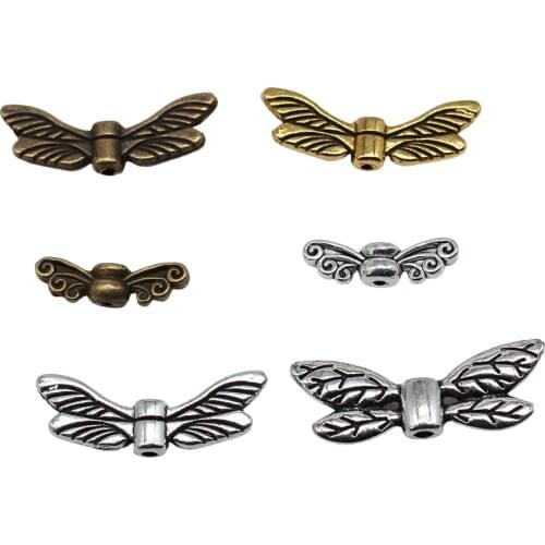 20pcs 14x4x3mm Butterfly Wing Beads Jewelry Making Angel Wings Charms Butterfly Wing Small Hole Spacer Beads