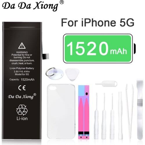 2018 Da Da Xiong Lithium Battery For iPhone 5 5G Bateria For iPhone5 Li-ion Batarya 1520mAh Batterij Free Tools Retail Package