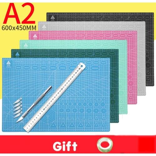30 * 45cm A2 Cutting Board Grid Line Self-healing Cutting Board Craft Card Multi-color Double-sided Desktop Cutting Pad 1 Piece