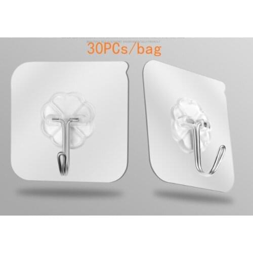 30PCs bathroom hook self-adhesive door wall hook kitchen supplies storage rack hanger suction cup towel hanging hook