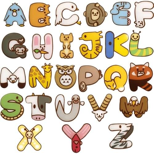 A-Z Letter Shirt Brooch For Women Men Cartoon Acrylic Animal Pins Cute Badges Jewelry Accessories Christmas Gift Scarf Buckle