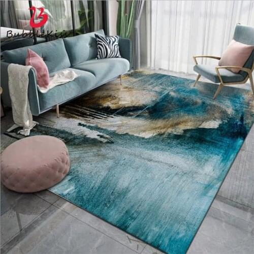 Bubble Kiss Abstract Oil Painting Blue Pattern Carpet Non-Slip Home Bedroom Decor Area Rugs Nordic Style Bedroom Decoration Mat