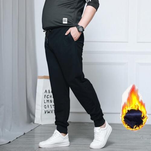 Autumn Super Loose Men Casual Pants Winter Warm Fleece Harem Pants Trousers Plus Size 8XL Elastic Waist Baggy Jogger Sweatpants