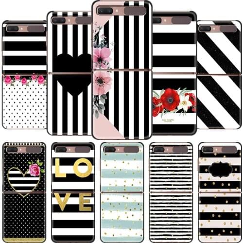 Black Hard Phone Case For Samsung Galaxy Z Flip Cover For ZFlip 5G Luxury Back Capa Fashion Thin Fundas Bag Black Strip Coque