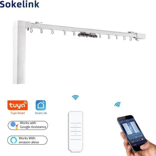 WiFi Curtain Motor Tuya Smart Life Customized Electric Curtains Track/rail with dooya RF Remote Alexa Echo ,Googlehome Control