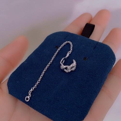 Brand 1:11pc Ear Cuff Silver Color Single Dropping Chain Sliding Ear Bone Cuff Zirconia Clip Earring Women Fashion Jewelry