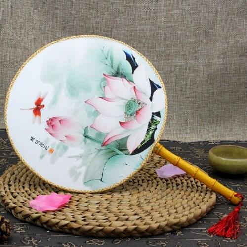 Chinese Ancient Palace Style Round Fan Hand Held Silk Fans For Wedding Event Party Supplies Home Decor Birthday Gift