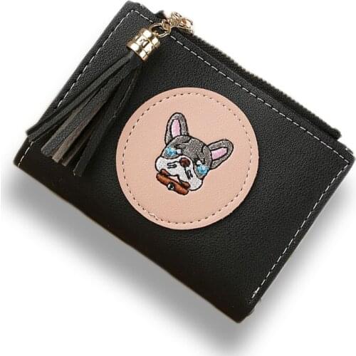 Cartoon DogZipper Short Clutch Wallet PU Leather Fashion Small Female Purse Card Holder Cute Girls Wallet Cartera Mujer Coin Bag