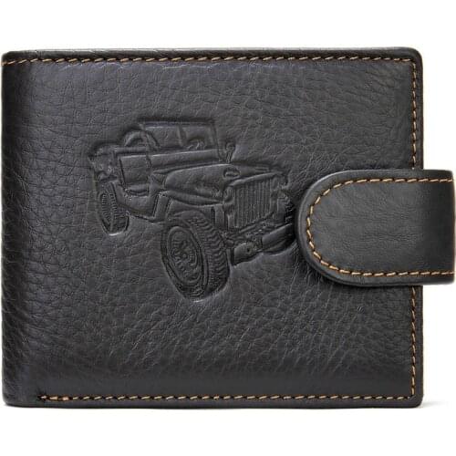 Mens Leather Wallet New Leather Purse Mens Short Coin Purse Retro Fashion Wallet Buckle Wallet Card Holder for Men