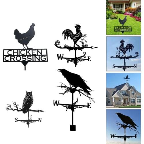 Retro Weather Vane with Animal Figurine Outdoor Garden Stake Easy Install