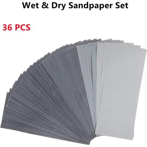 The 36Pcs Sandpaper Grade Wet & Dry Paper 400/600/800/1000/1200/1500/2000/3000 Grit Sandpaper Disk Sand Sheet