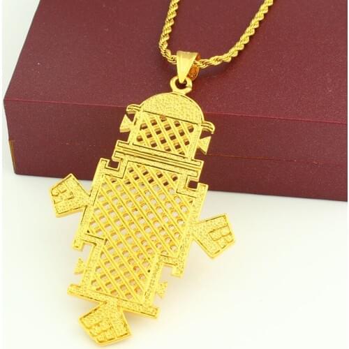 Newest Fashion Cross Pendant With Necklace Gold color Pendant Islamic Jewelry Gifts For Women