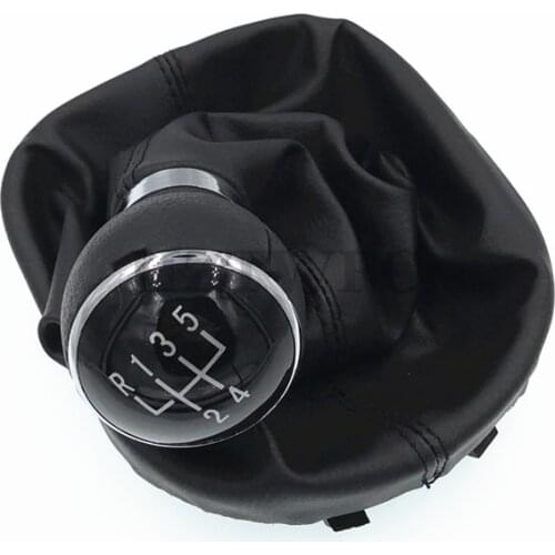 New 5 Speed Gear Shift Knob Gearstick Gaiter Boot For VW Touran Caddy MK2 2003-2010 2004-2009 Leather Car Gear Gaiter Boot Parts