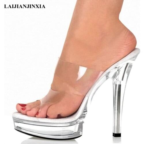 LAIJIANJINXIA New 5 Inch High Heels Slippers Plump Crystal Shoes Sexy Pole Dancing Shoes Platform Womens Shoes Dance Shoes