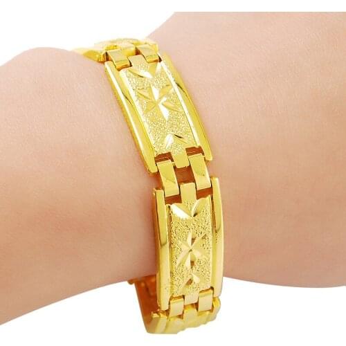 New Arrival 24k Gold Bracelet Classic Vintage Wristband Chain Bracelet Women Men Gold Color 24k Bracelet Luxury Jewelry
