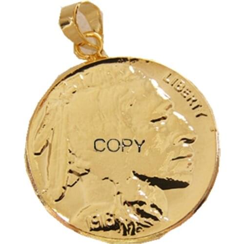 P(08)Coin Pendant USA Buffalo Coin Gold Plated Fashion Jewelry(diameter:21mm)