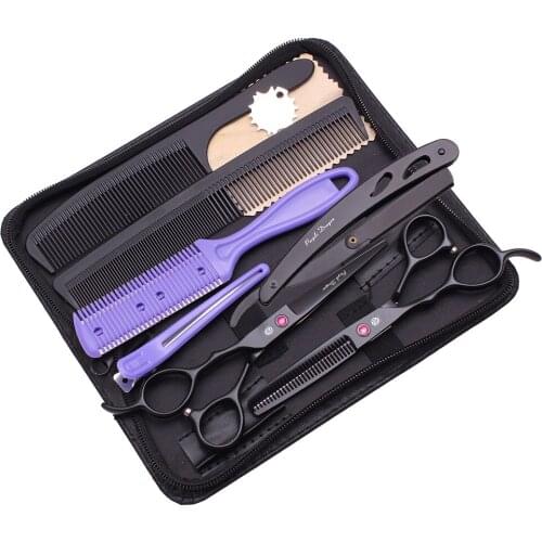 Hair Scissors Left Hand 5.5" 6.0" Purple Dragon Japan Stainless Barber Thinning Scissors Hair Cutting Scissors Razor Edge 8001
