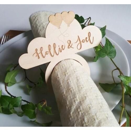 Personalized Wood Laser Cut Napkin Ring with Heart Wedding Party Table Decoration Birthday party deecoraitons