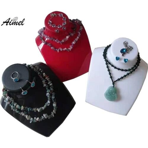 Black Jewelry Necklace Display Mannequin Bust Stand Fashion Pendant Chain Earring Organizer Storage Holder Counter Ring Stand
