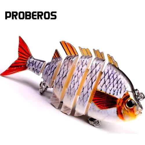 PROBEROS Swimbait 6 Sections Fishing Lure 0.501oz-14.21g/8cm-3.15" Fishing bait 8# Black Hook Fishing Tackle