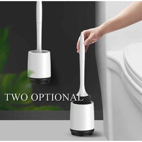 Silicone Toilet Brush Soft Bristle Wall-mounted Bathroom Toilet Brush Holder Set Clean Tool ThermoPlastic Rubber WC Cleanin Tool