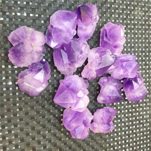 Special offer 7pcs natural stones and minerals amethyst quartz crystal small cluster cute flower healing crystals for wholesale