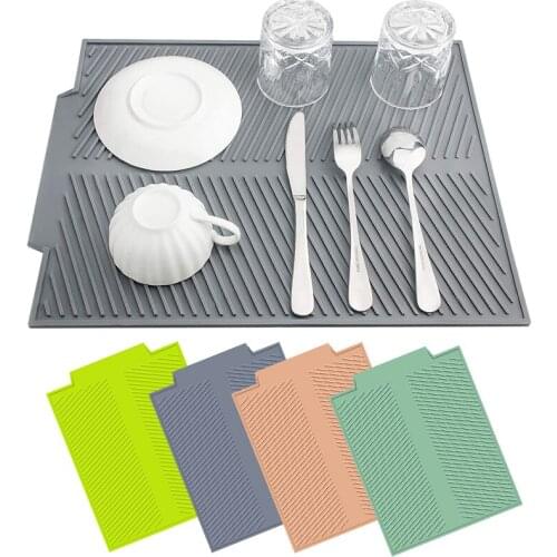 Heat-resistant Silicone Dish Drying Mat Pot Holders Multifunction Kitchen Draining Tableware Dishware Cups Cushion Pad Placemat