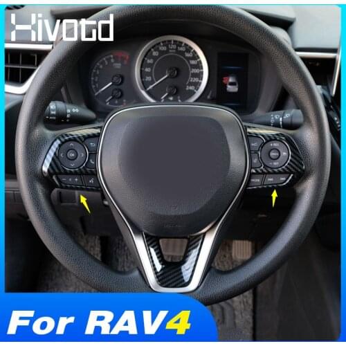 For Toyota Rav4 2019-2021 Steering Wheel Decorations Frame Trim Car Accessories ABS Interior Mouldings Cover Modification Parts