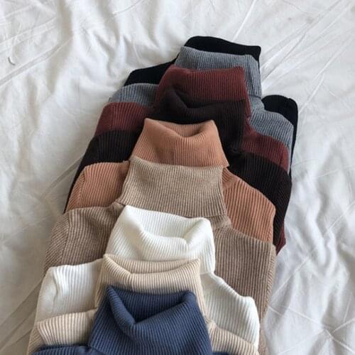 Long Sleeve Turtleneck Sweaters Women 2021 Autumn Winter Tops Slim Women Pullover Knitted Sweater Jumper Warm Pull Femme 16193