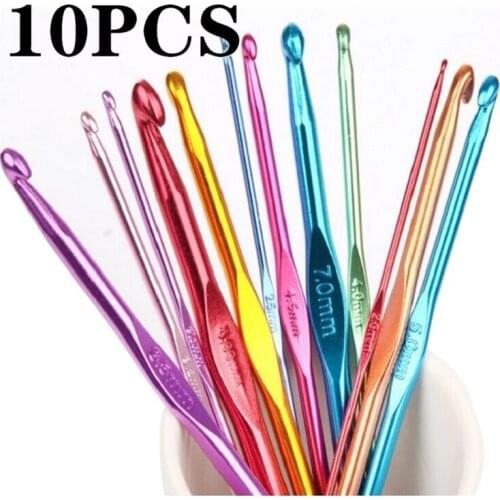 10PCS Aluminum Oxide Knitting Needles Crochet Hooks Weave Crochet Needle Set Sweater Knitting Yarn Knit Hook Tools 2/2.5/3/3.5mm