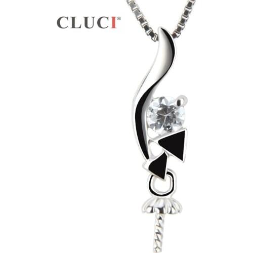 CLUCI women jewelry 18.8*4.6 mm 925 sterling silver pendant accessory charm pendant fitting, can stick pearl on SP148SB
