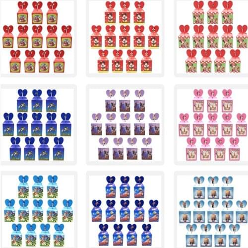 Frozen Minnie Mouse Unicorn Party Supplies Candy Box Baby Shower Birthday Party Decor Cartoon Kids Birthday Paper Gift Boxes