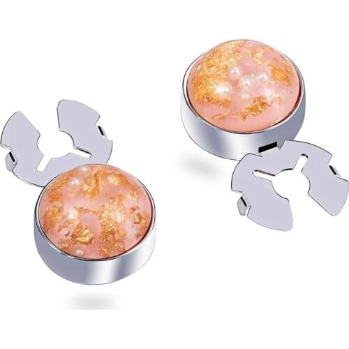 Japanese gold foil broken pearl pink silver BUTTON COVER cufflinks for Tuxedo Business Formal Shirts 17.5MM one pairs