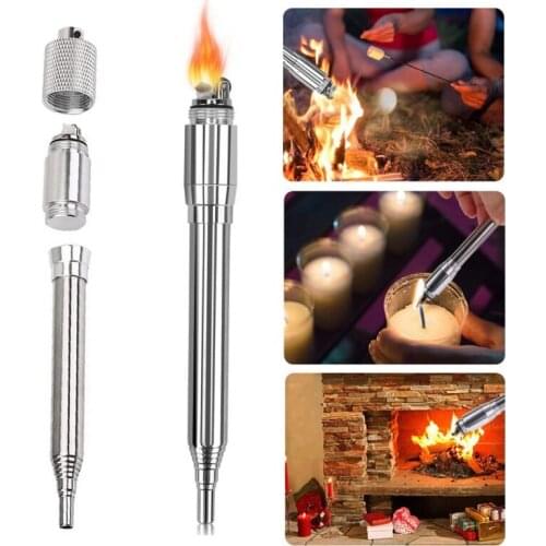 Stainless Steel Outdoor Cooking Survival Blow Fire Tube Portable Fire Starter Tube Retractable Camping Blow Fire Tube Lighter