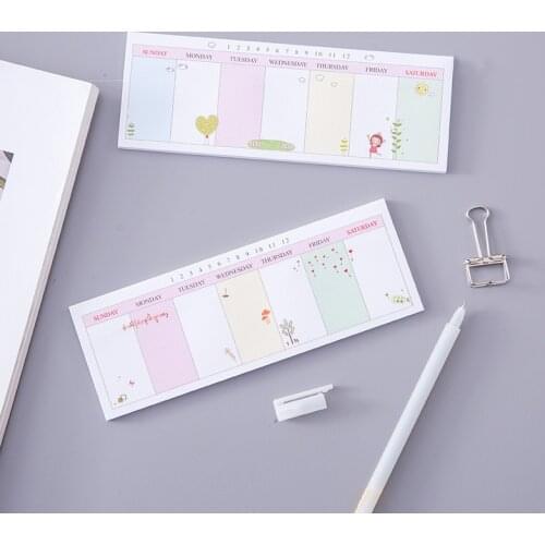 10 pcs Long Week Plan Can Tear Sticky Notes Work Study Memo Schedule Book kawaii stationery sticky notes