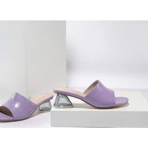 2021 Women PU Leather Slippers Woman Summer Classic Low Heels Female Casaul Pumps Ladies Big Size Peep Toe Platform Footwear