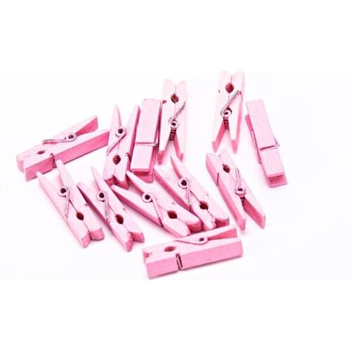 50pcs Pink Color 35mm*9mm Wood Clothespins Clothes Pegs Clothes Pins For Scrapbooking&Stamping Crafts Wedding Decorations