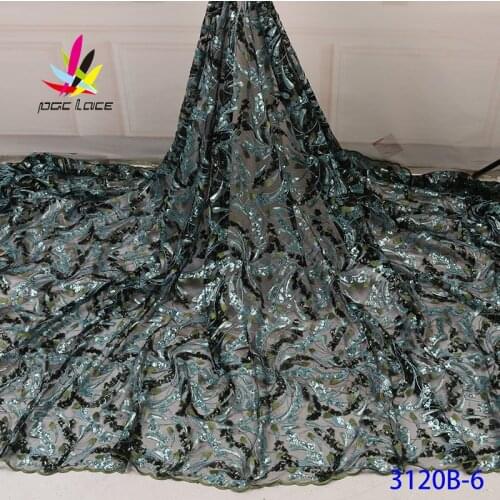 African Sequin Fabric Lace Emerald Green Good Quality Nigerian Latest Design Style Green Color African French High End New