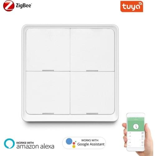 Tuya Smart ZigBee Wireless Smart Scene Switch 4 Gang Scenario Switch Support Zigbee2mqtt Home Assistant Smart Home Automation