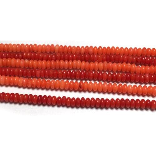 New Natural Coral Beads Flat Round Shape Coral Loose Beads for Jewelry Making Necklace Bracelet Size 2x3.5mm Length 38cm