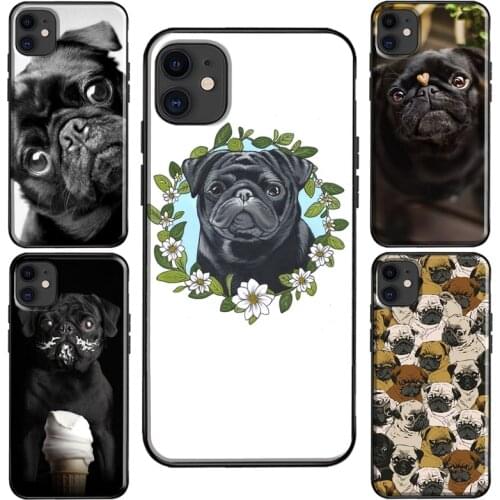 Cute Black Pug Dog Case For iPhone X XR XS Max 6S 8 7 Plus SE 2020 Cover For iPhone 11 12 Pro Max mini Fundas