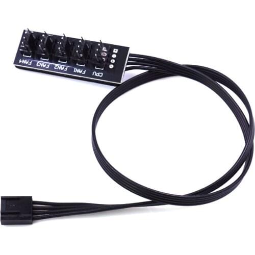 Computer Case Fan Hub One Point Five Pwm Fan HUB 4Pin Temperature Control One Drag Five Expansion Board 40cm