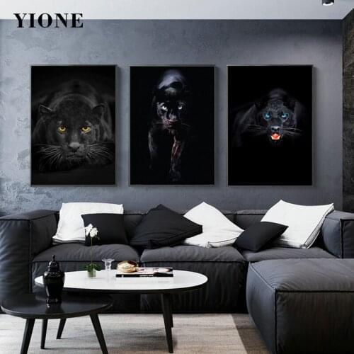 Fiercely Black Leopard Panther Canvas Painting Custom Modern Wild Animal Wall Pictures Print Art Poster for Living Room Bedroom